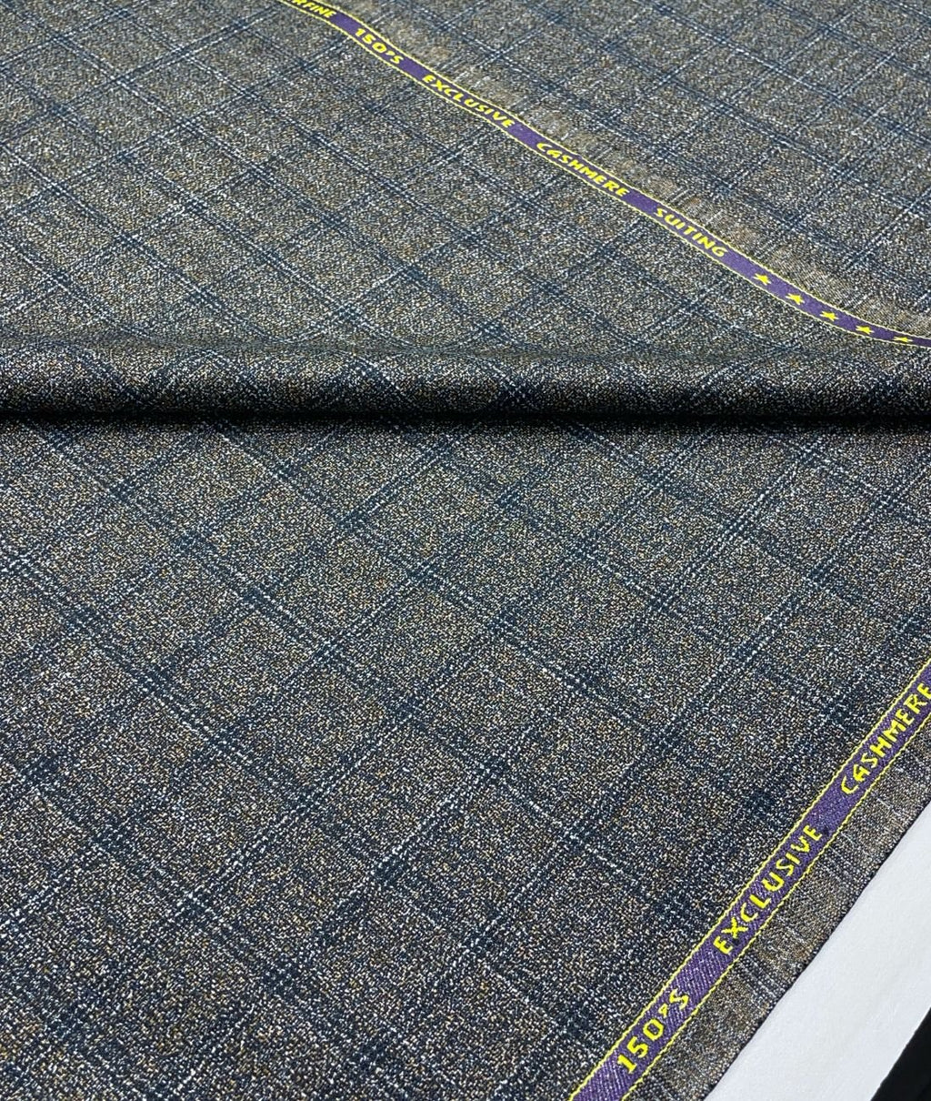 Spaadaa 180's Brown Wool Blend Checks Fabric - Tepchi Men