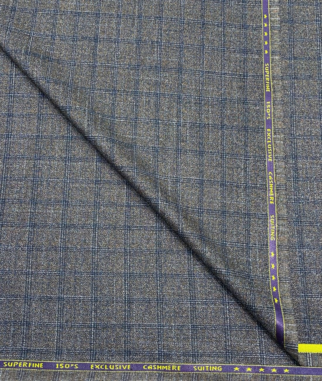 Spaadaa 180's Brown Wool Blend Checks Fabric - Tepchi Men
