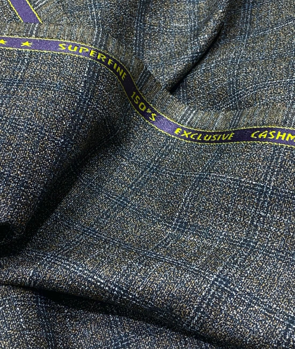 Spaadaa 180's Brown Wool Blend Checks Fabric - Tepchi Men