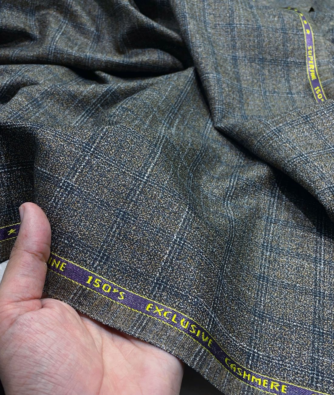 Spaadaa 180's Brown Wool Blend Checks Fabric - Tepchi Men