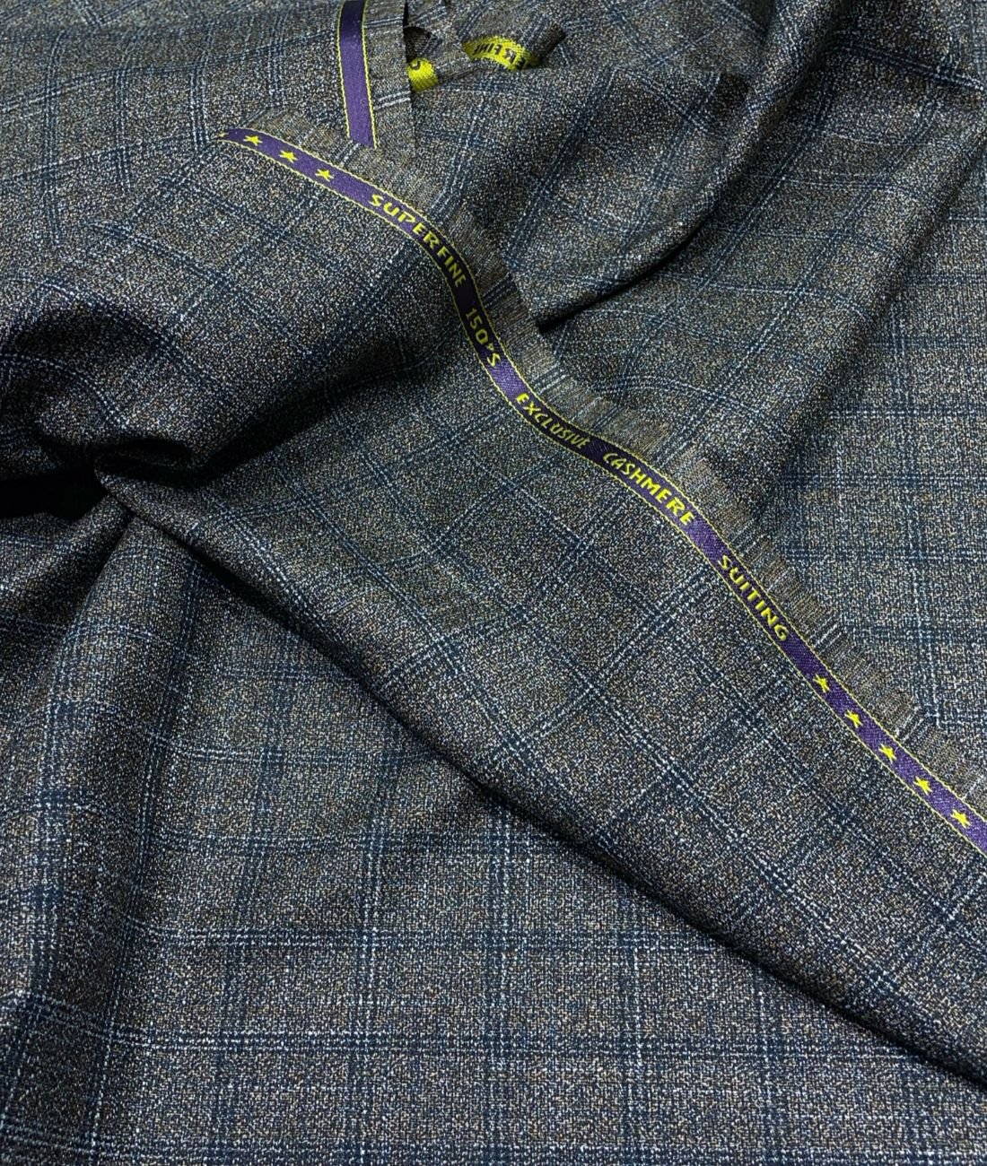 Spaadaa 180's Brown Wool Blend Checks Fabric - Tepchi Men