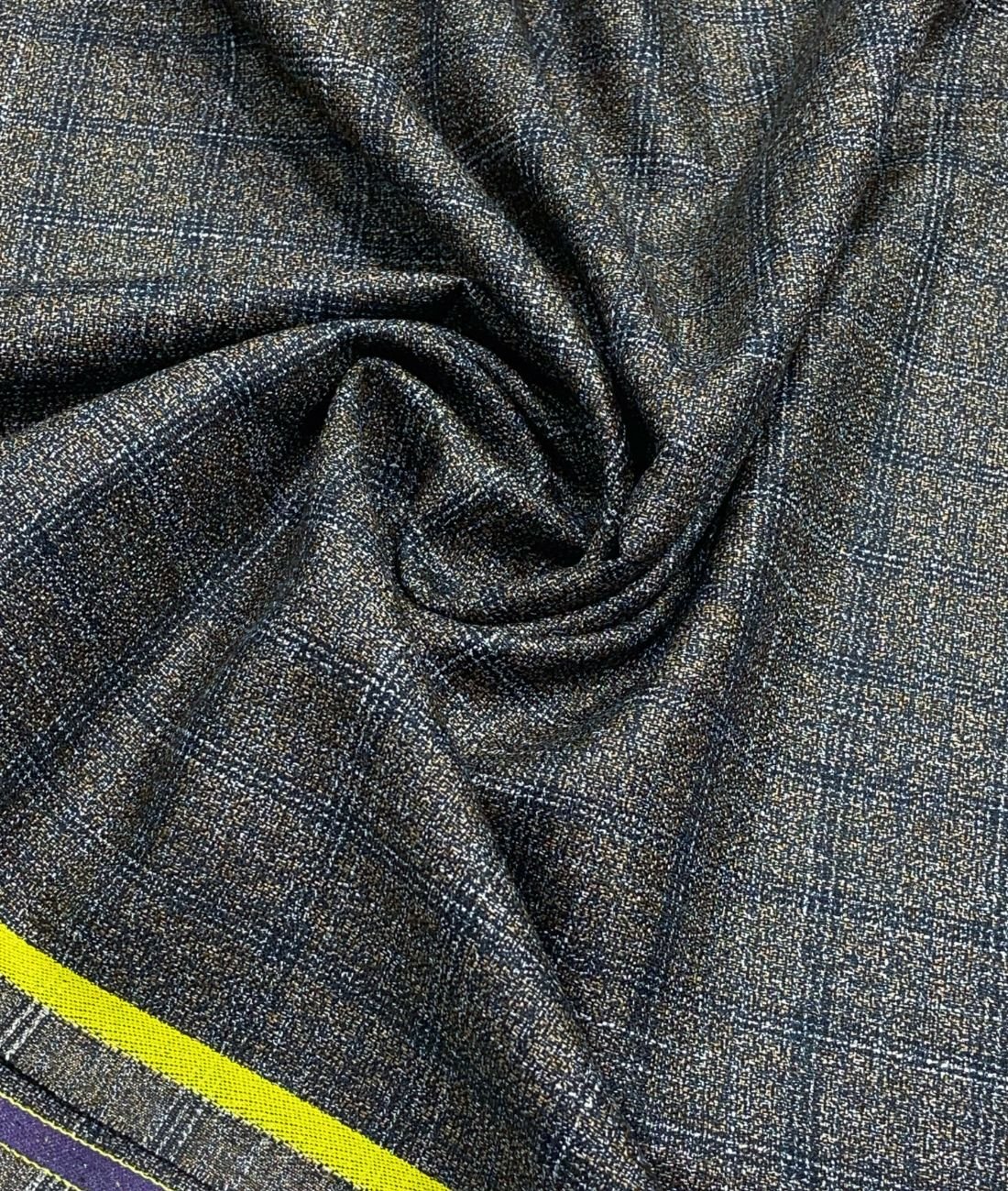 Spaadaa 180's Brown Wool Blend Checks Fabric - Tepchi Men