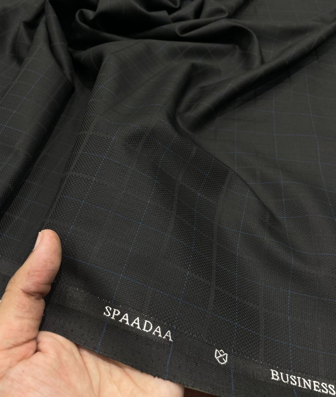 Spaadaa Black Self Checks Premium Business Line TR Fabric - Tepchi Men