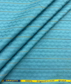Turquoise Jacquard Giza Cotton Fabric for Shirt & Kurta - Tepchi Men