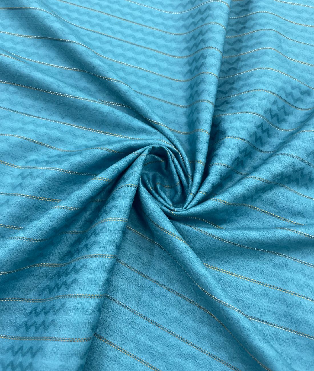 Turquoise Jacquard Giza Cotton Fabric for Shirt & Kurta - Tepchi Men