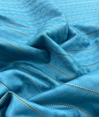 Turquoise Jacquard Giza Cotton Fabric for Shirt & Kurta - Tepchi Men
