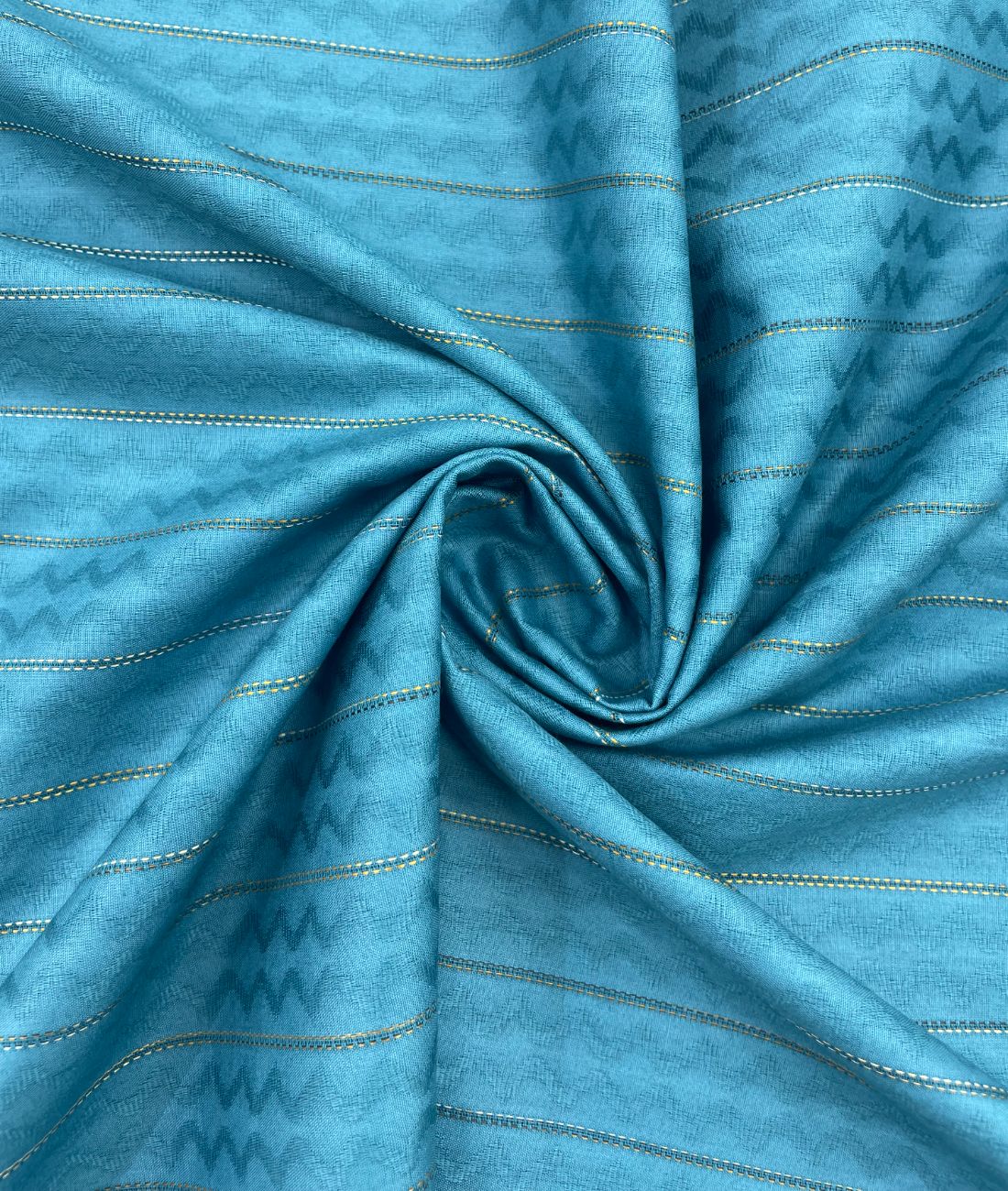 Turquoise Jacquard Giza Cotton Fabric for Shirt & Kurta - Tepchi Men
