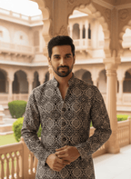 V Neck Luxury Kurta for Wedding Outfit - Tepchi Men