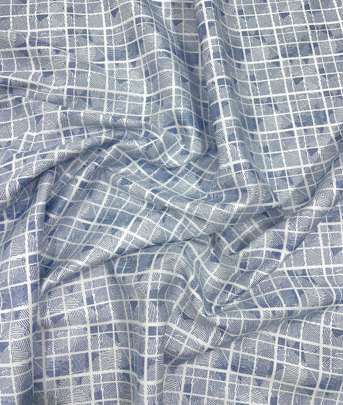 White Abstract Printed Luxury Giza Cotton Fabric for Men's Shirt - Tepchi Men