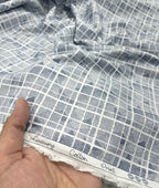 White Abstract Printed Luxury Giza Cotton Fabric for Men's Shirt - Tepchi Men