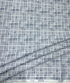 White Abstract Printed Luxury Giza Cotton Fabric for Men's Shirt - Tepchi Men