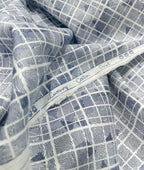 White Abstract Printed Luxury Giza Cotton Fabric for Men's Shirt - Tepchi Men