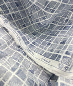 White Abstract Printed Luxury Giza Cotton Fabric for Men's Shirt - Tepchi Men