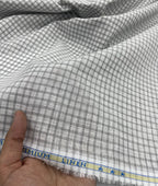 White & Grey Small Checks Linen Fabric for Shirt & Kurta - Tepchi Men
