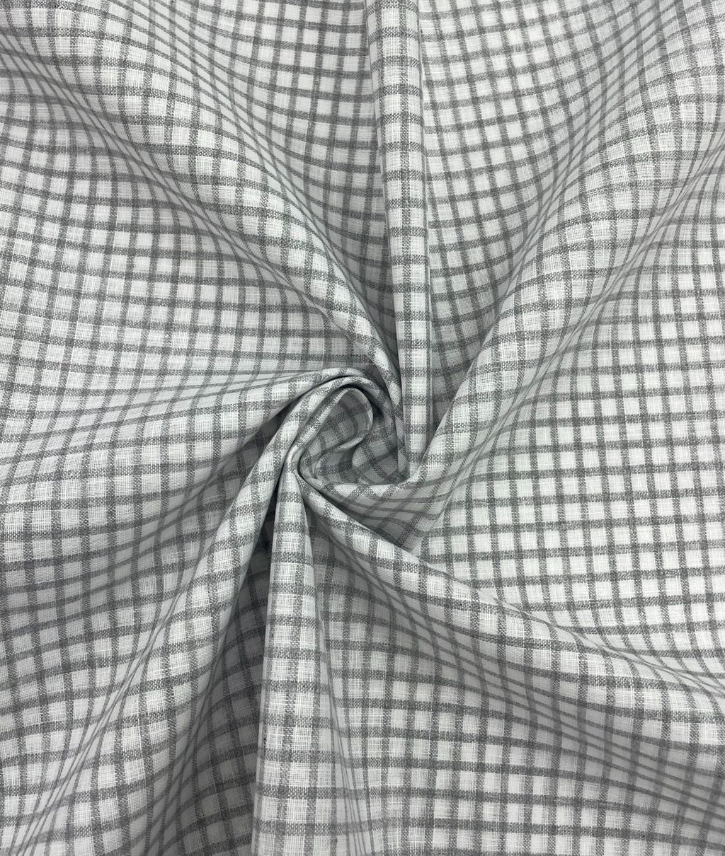 White & Grey Small Checks Linen Fabric for Shirt & Kurta - Tepchi Men