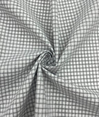 White & Grey Small Checks Linen Fabric for Shirt & Kurta - Tepchi Men