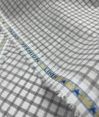 White & Grey Small Checks Linen Fabric for Shirt & Kurta - Tepchi Men