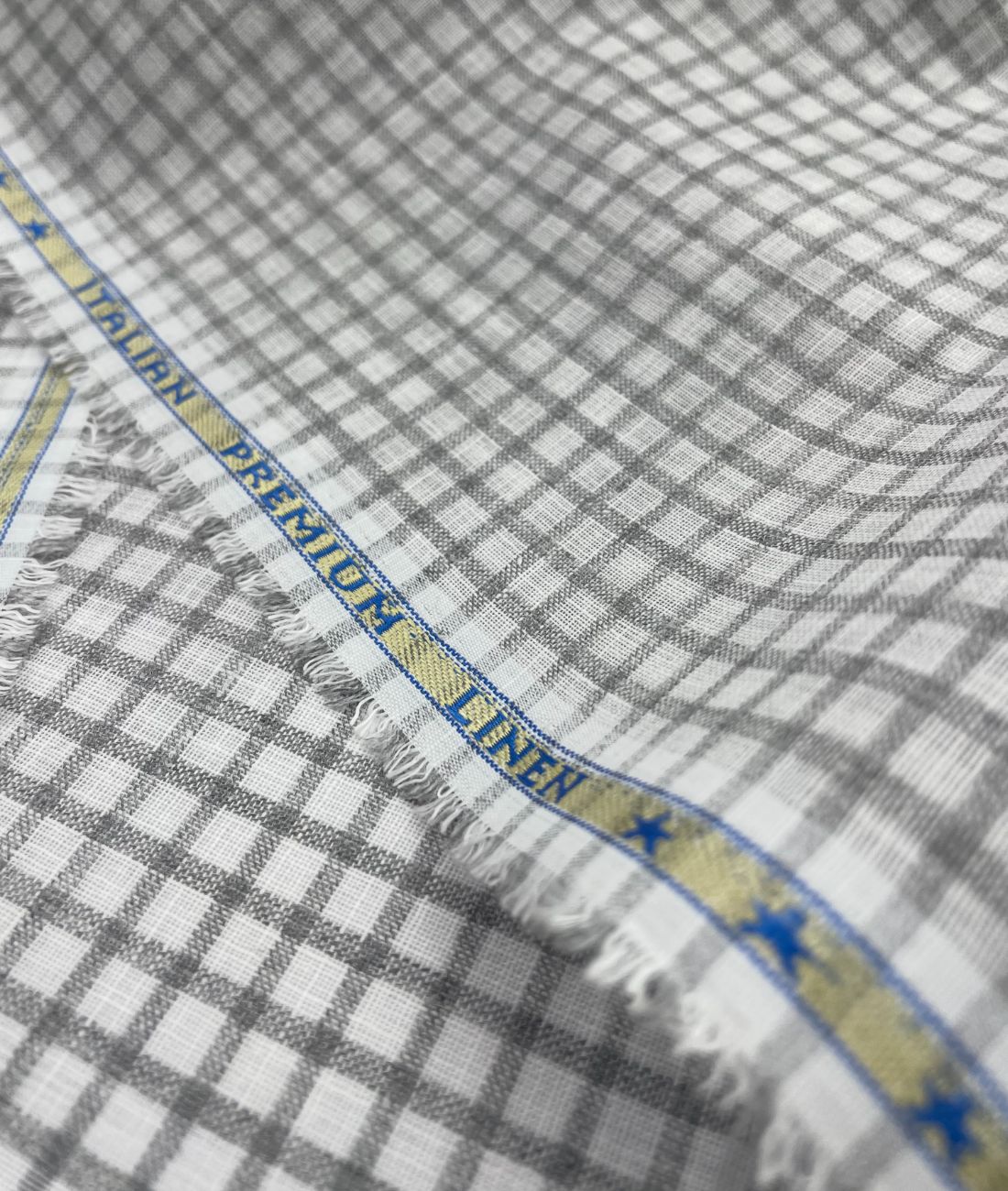 White & Grey Small Checks Linen Fabric for Shirt & Kurta - Tepchi Men