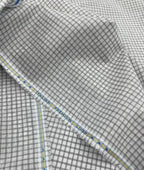 White & Grey Small Checks Linen Fabric for Shirt & Kurta - Tepchi Men