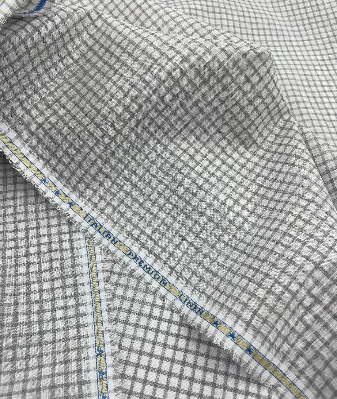 White & Grey Small Checks Linen Fabric for Shirt & Kurta - Tepchi Men