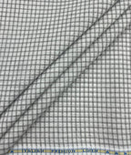 White & Grey Small Checks Linen Fabric for Shirt & Kurta - Tepchi Men