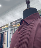 Wine Luxury Satin Tuxedo Shirt for Party or Event - Tepchi Men