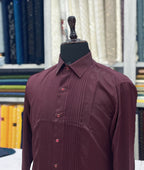 Wine Luxury Satin Tuxedo Shirt for Party or Event - Tepchi Men